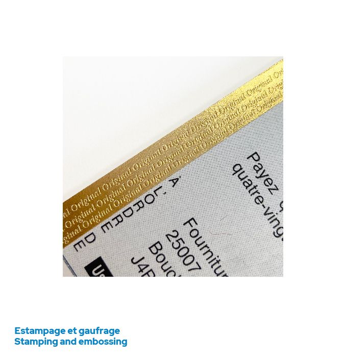 Hot stamping on cheque base